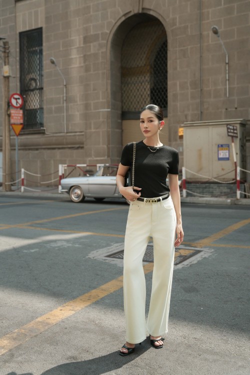 Sixdo Black Knit Cotton Tee